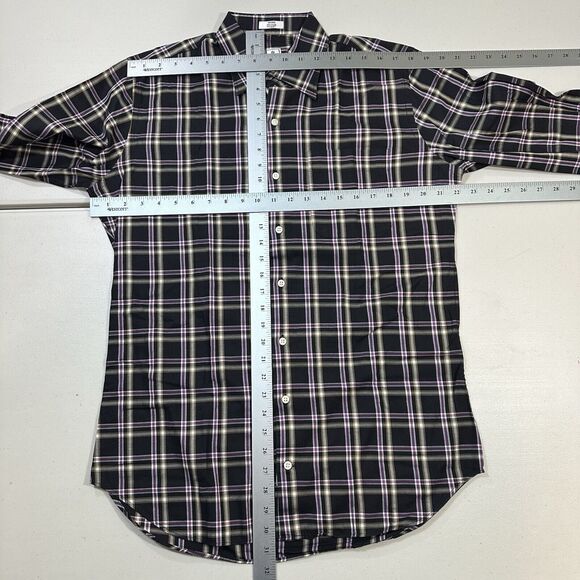Peter Millar Mens Shirt Plaid Button Down Long Sleeve Black Purple Cotton Size M - Picture 3 of 7